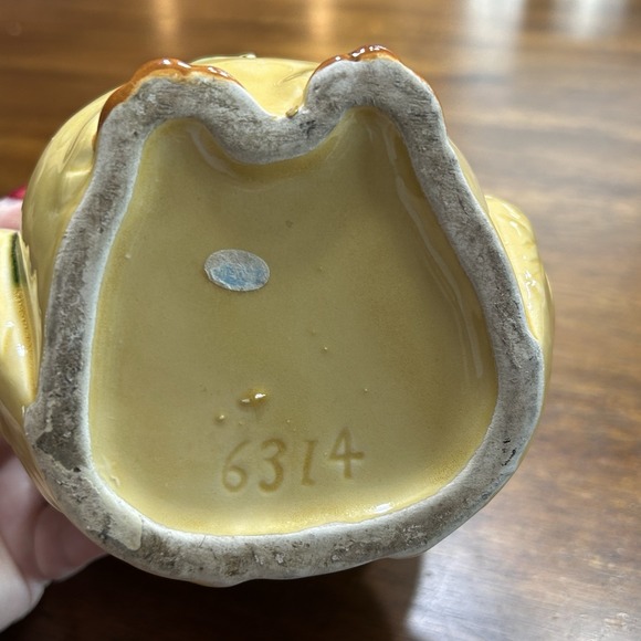 Vintage Yellow Owl/Floral Planter Stamped 6314  - Retro Boho Vibes Ceramic - Picture 9 of 11